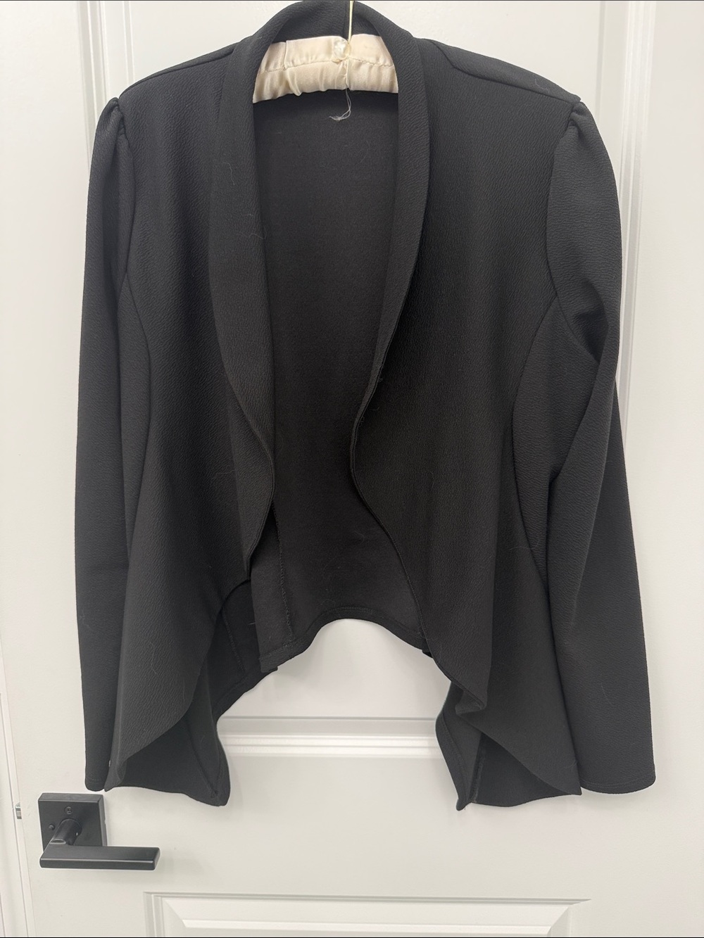 Women's Black Draped Open-Front Jacket size large. NWOT